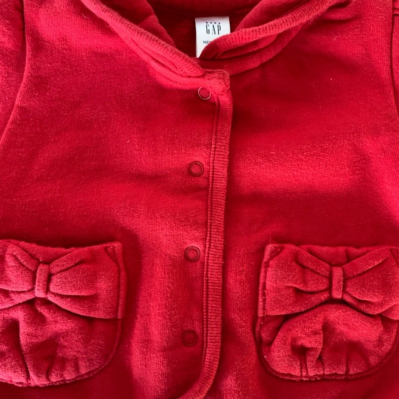 Baby Gap Red Bow Sweatshirt Jacket - Picture 4 of 5